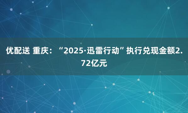 优配送 重庆：“2025·迅雷行动”执行兑现金额2.72亿元